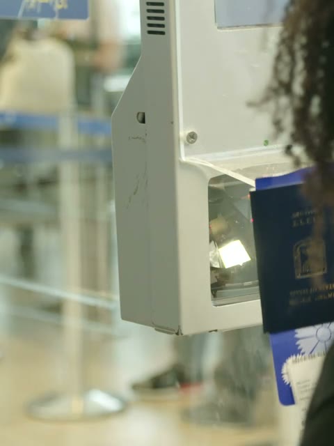 A passport placed on a document reader.